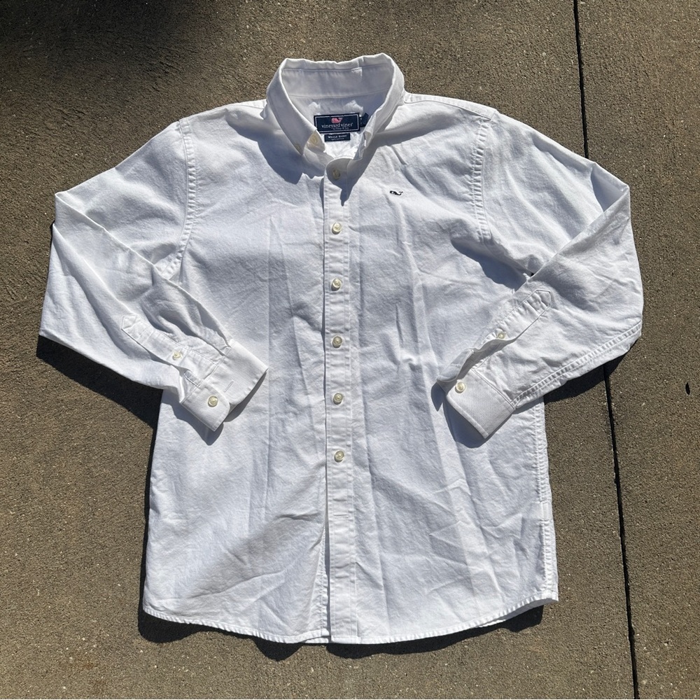 Vineyard Vines Boys White Casual Button Down Shirt Size YL